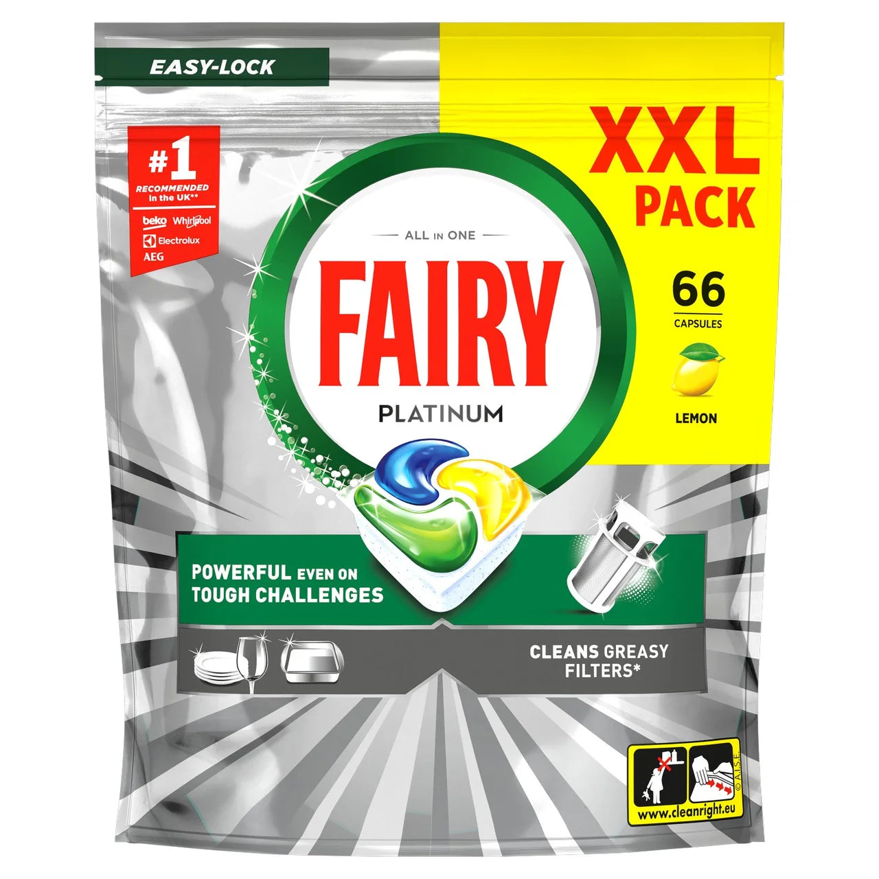 Fairy Platinum Dishwasher Tablets Lemon 66ct