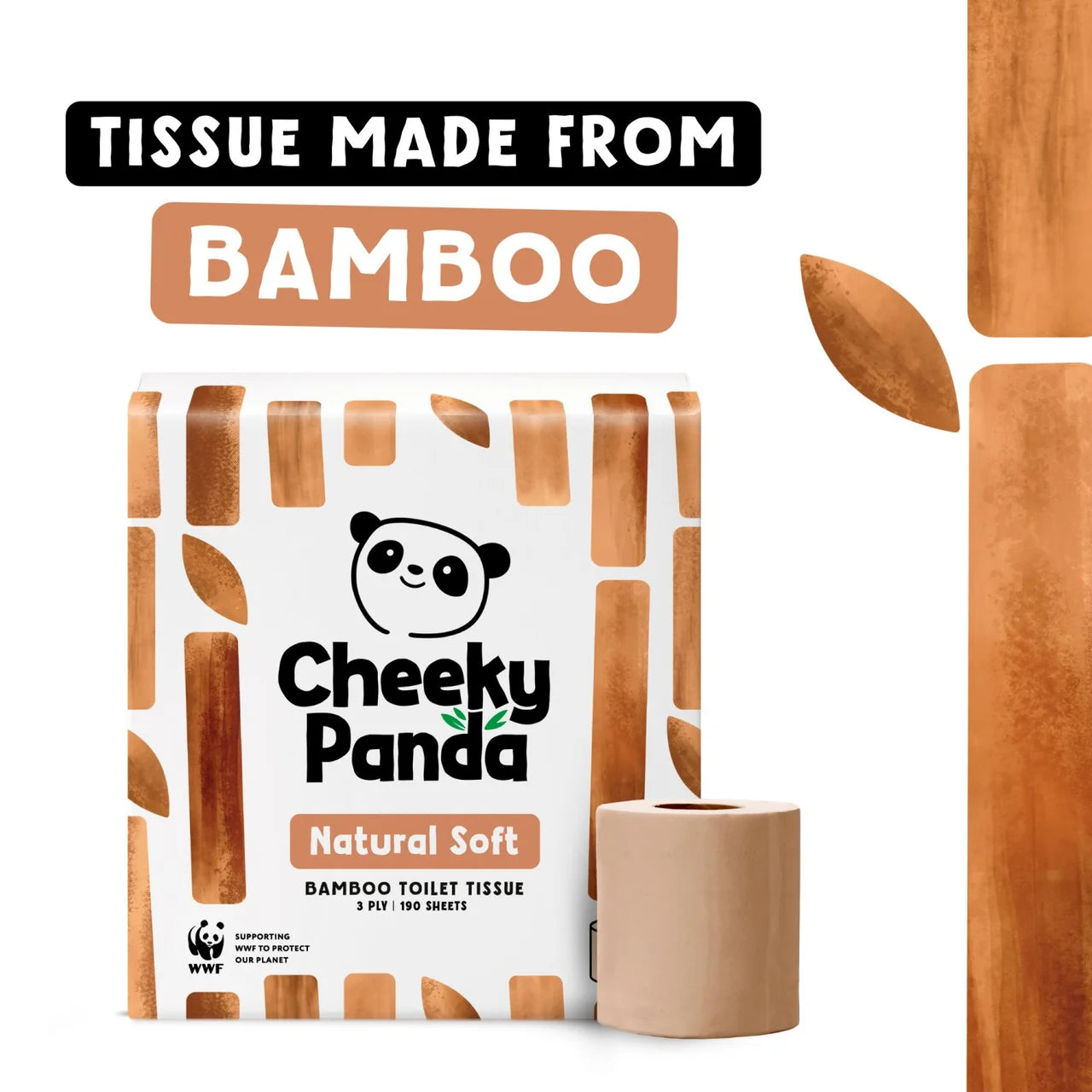 Cheeky Panda Natural Colour Bamboo Toilet Paper 9 per pack