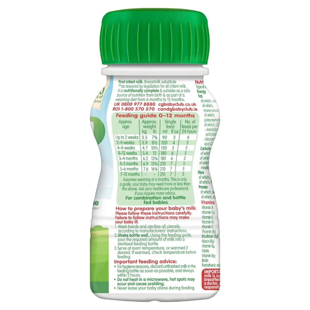 Cow & Gate 1 First Infant Baby Milk Formula Liquid Ready to Feed from Birth 12 x 200ml