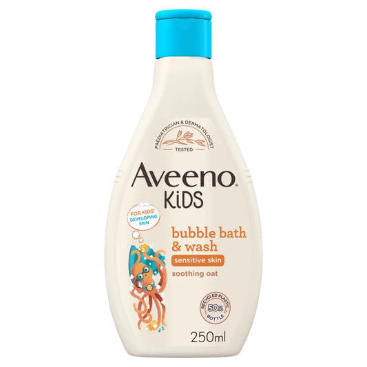 Aveeno Kids Bubble Bath and Wash with Soothing Oat for Sensitive Skin 250ml