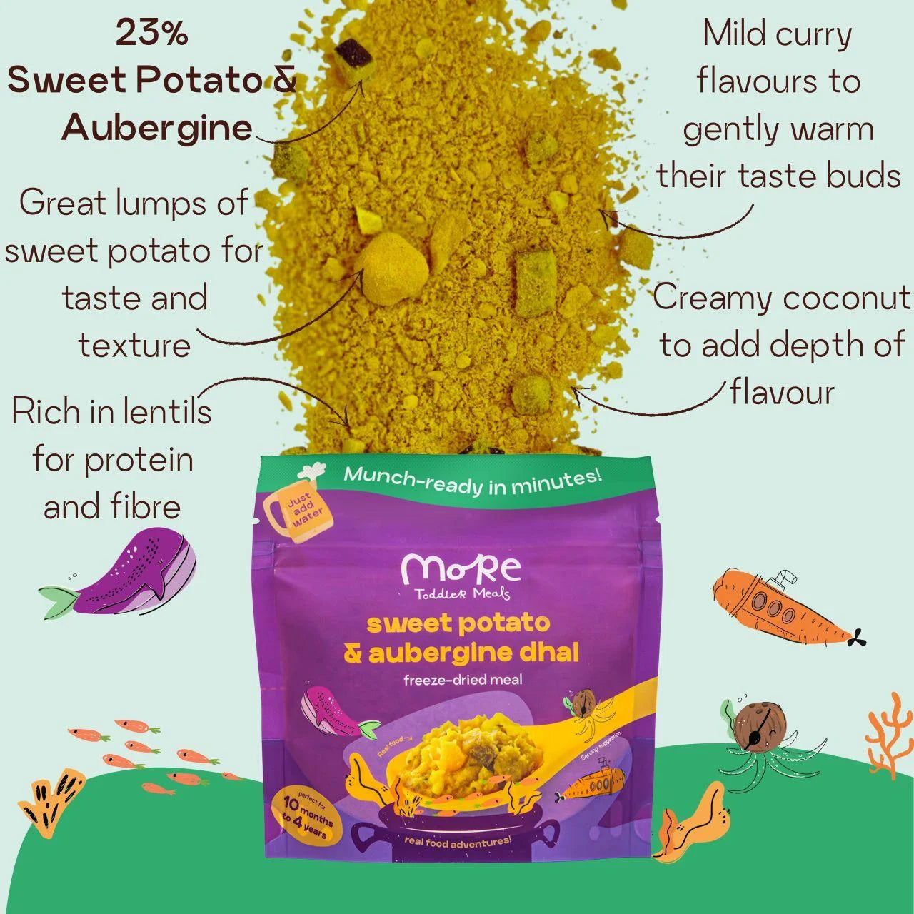 More Toddler Meals, Sweet Potato & Aubergine Dhal 150g
