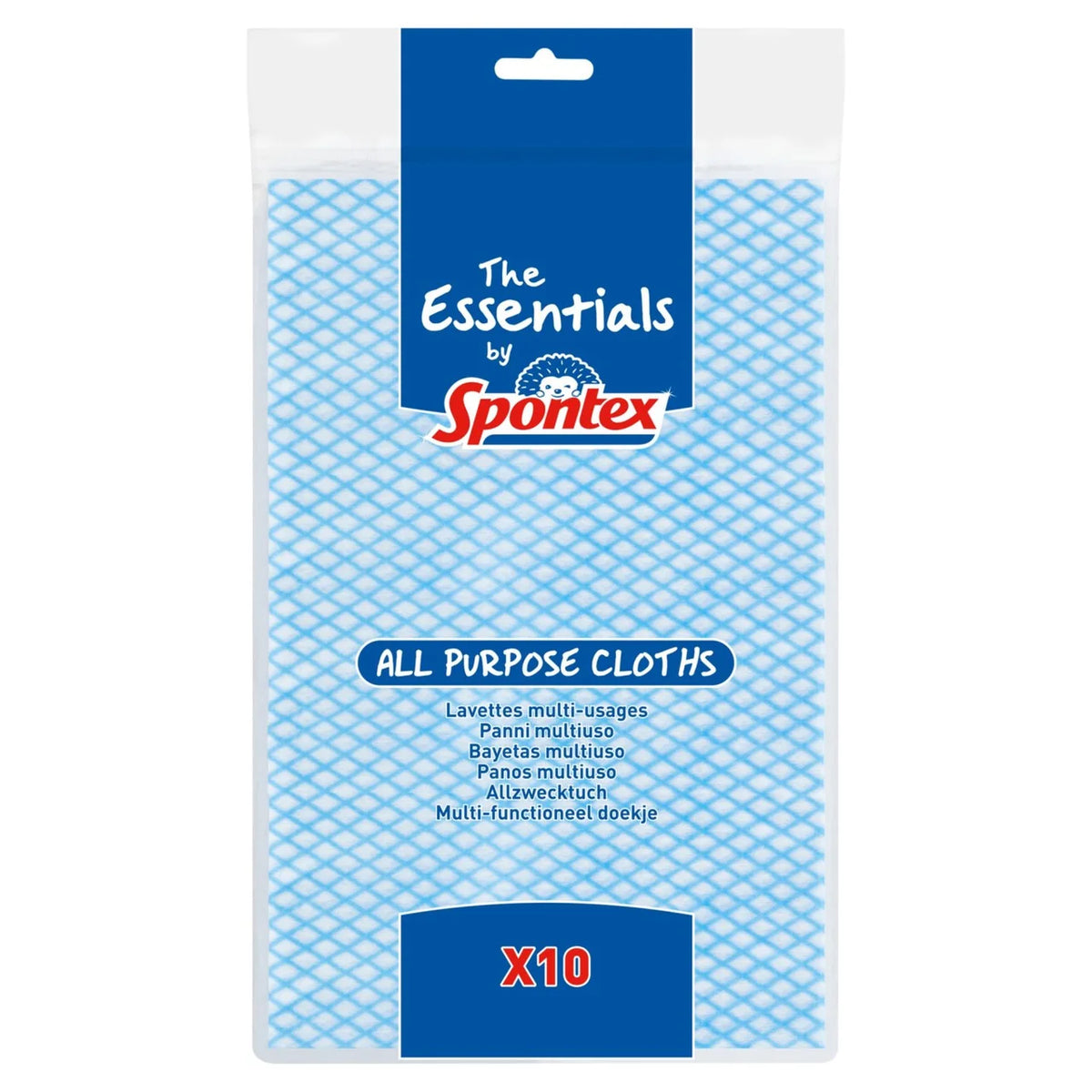 Spontex Essentials All Purpose Cleaning Cloths Kitchens and Bathrooms 10 per pack
