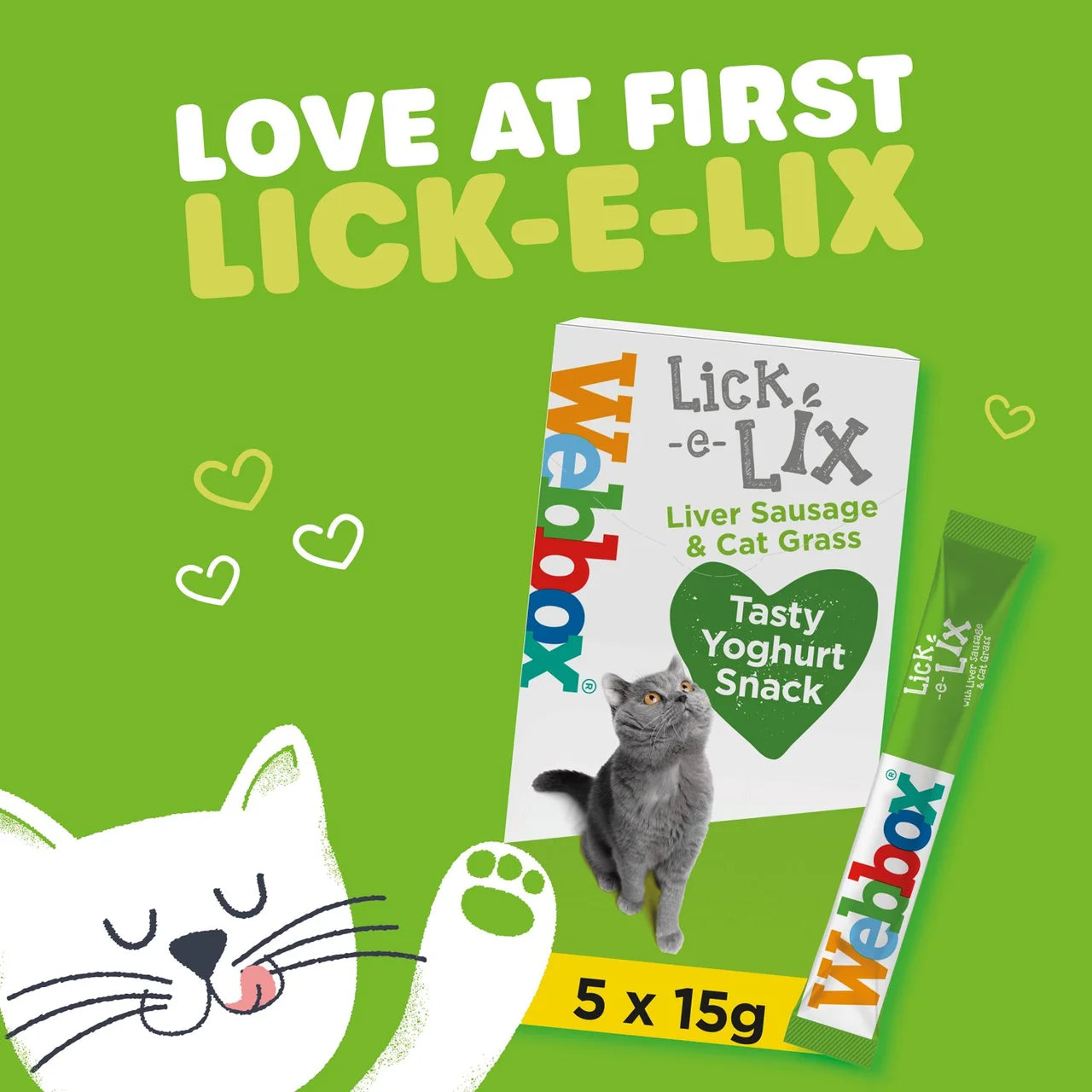Webbox Lick-e-Lix Liver with Cat Grass Cat Treat 5 x 15g