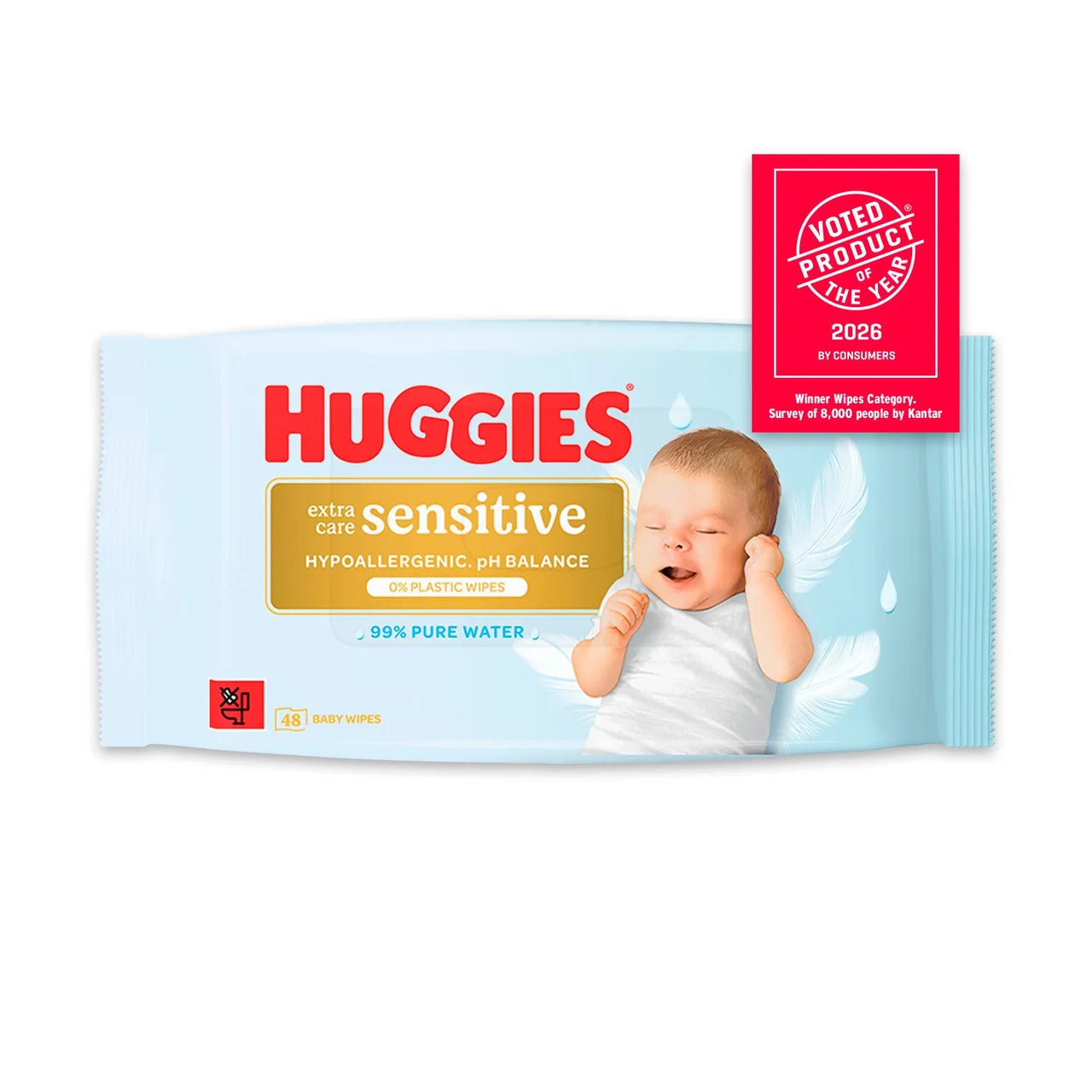 Huggies Pure Extra Care Sensitive Baby Wipes Single Pack 48 per pack