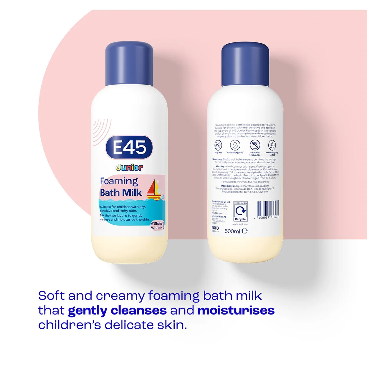 E45 Dermatological Junior Foaming Bubble Bath Milk - Baby & Kids Wash 500ml