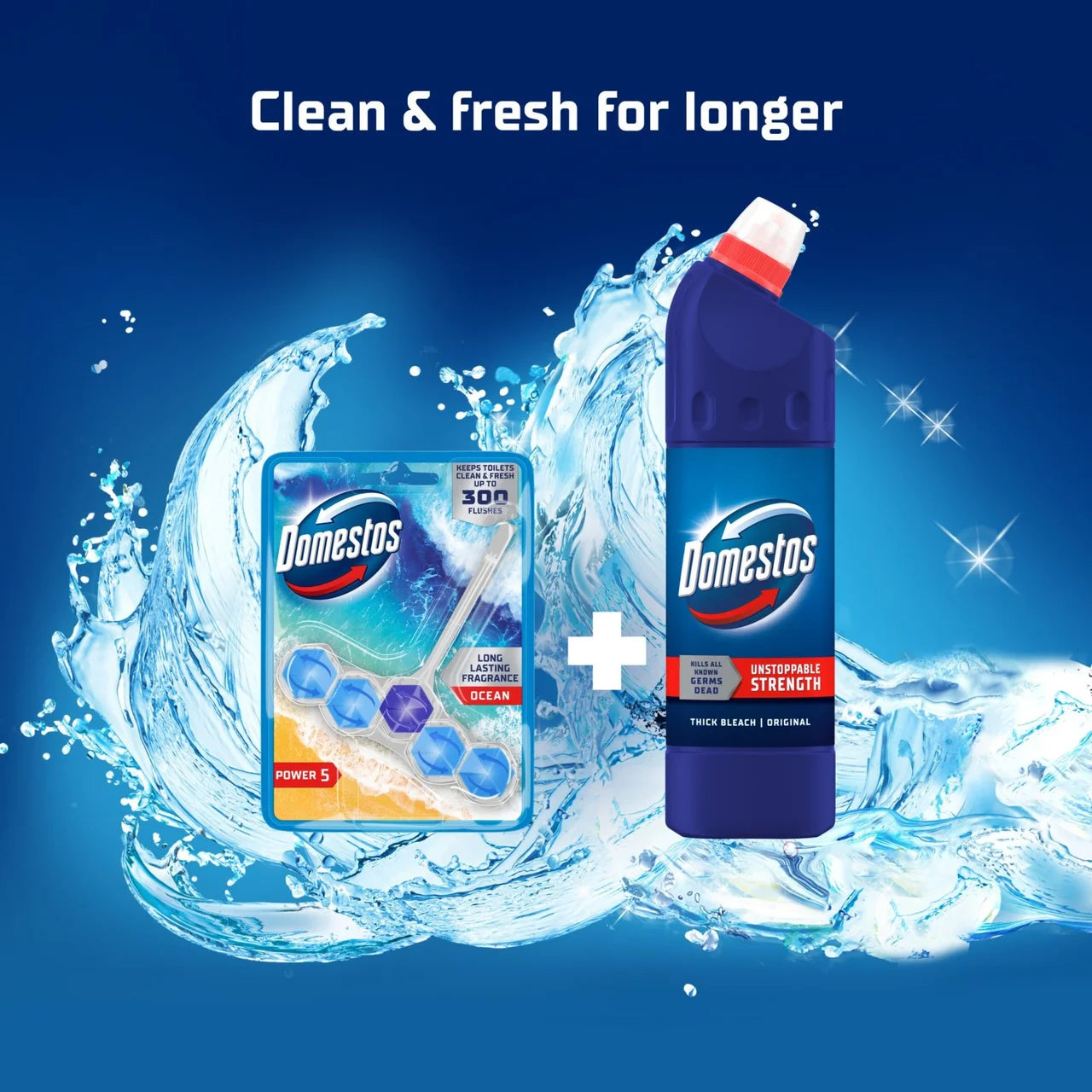 Domestos Power 5 Toilet Rim Block Ocean