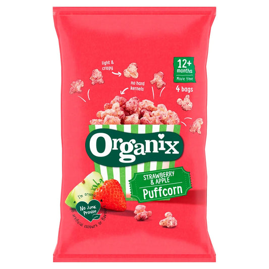 Organix Strawberry Puffcorn Toddler Snacks Multipack 12 months+ 4 x 10g