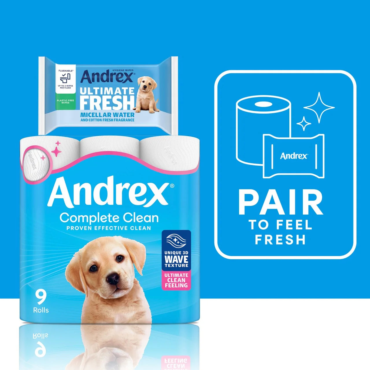 Andrex Complete Clean Toilet Roll Mega Rolls 12 per pack
