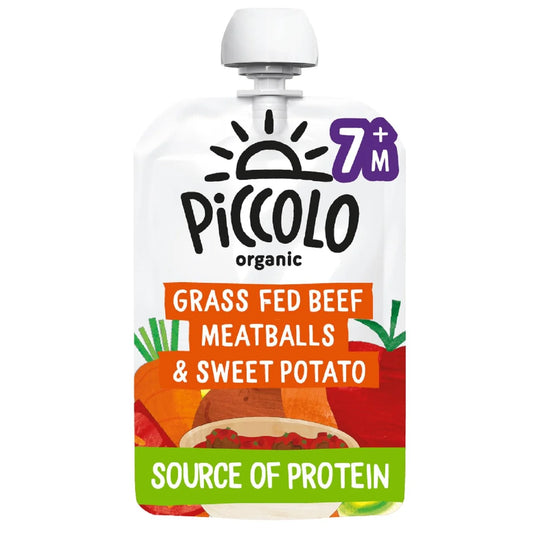Piccolo Organic Sweet Potato & Beef Meatball Pouch, 7 mths+ 130g
