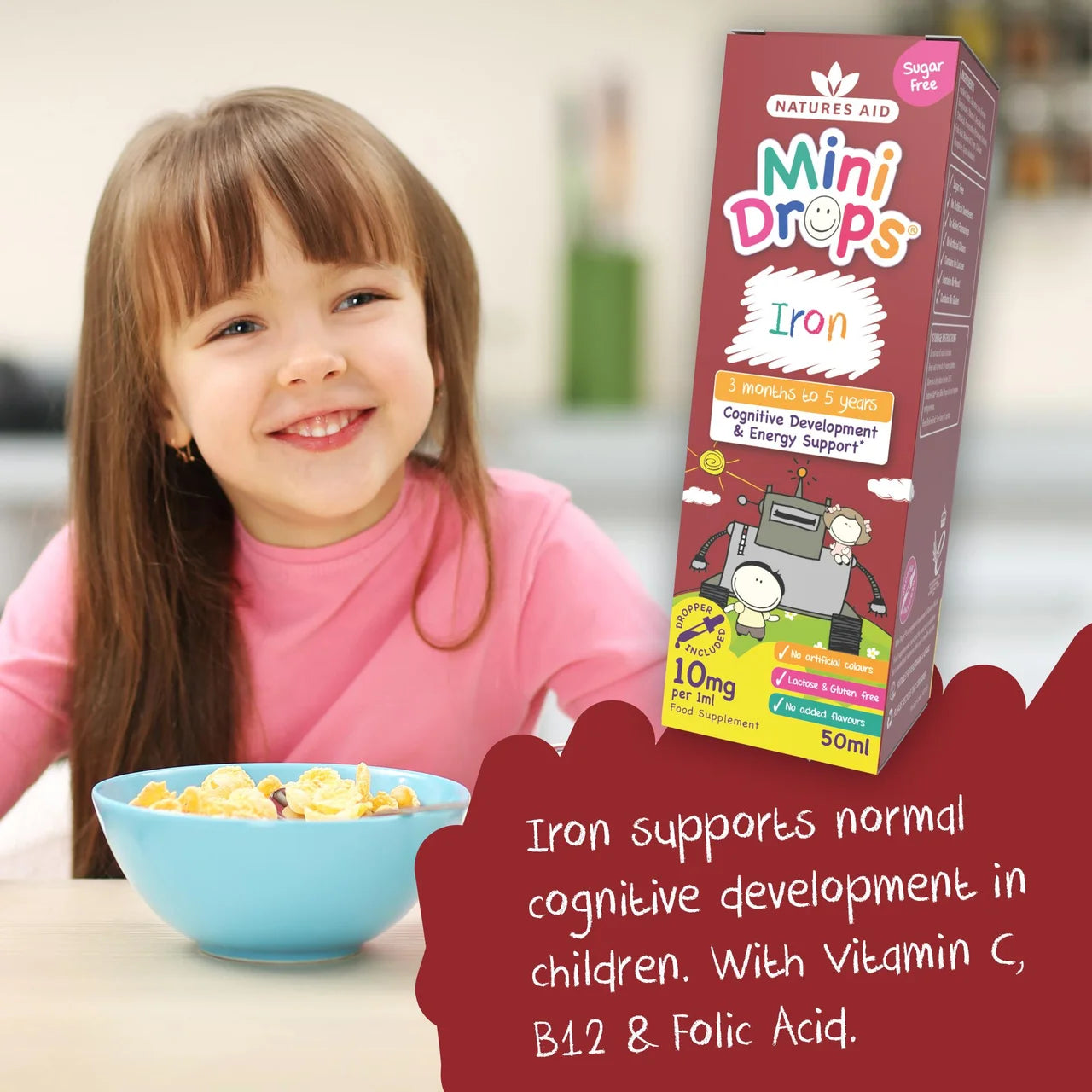 Natures Aid Infant's & Kid's Iron Mini Drops 10mg 3mnths - 5yrs 50ml