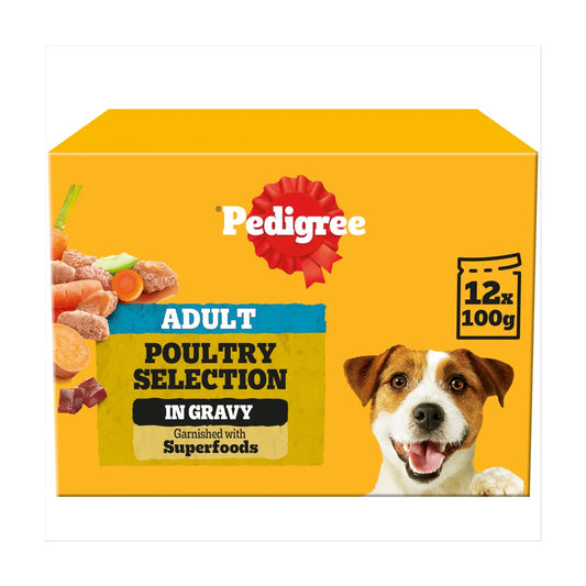 Pedigree Adult Wet Dog Food Pouches Mixed Varieties in Gravy 12x100g