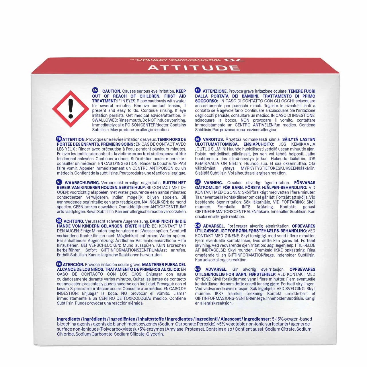 ATTITUDE Dishwasher Solube Eco-Pouches 70 per pack