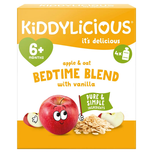 Kiddylicious Pouches Apple & Oat Bedtime Blend with Vanilla Multipack 4 x 100g