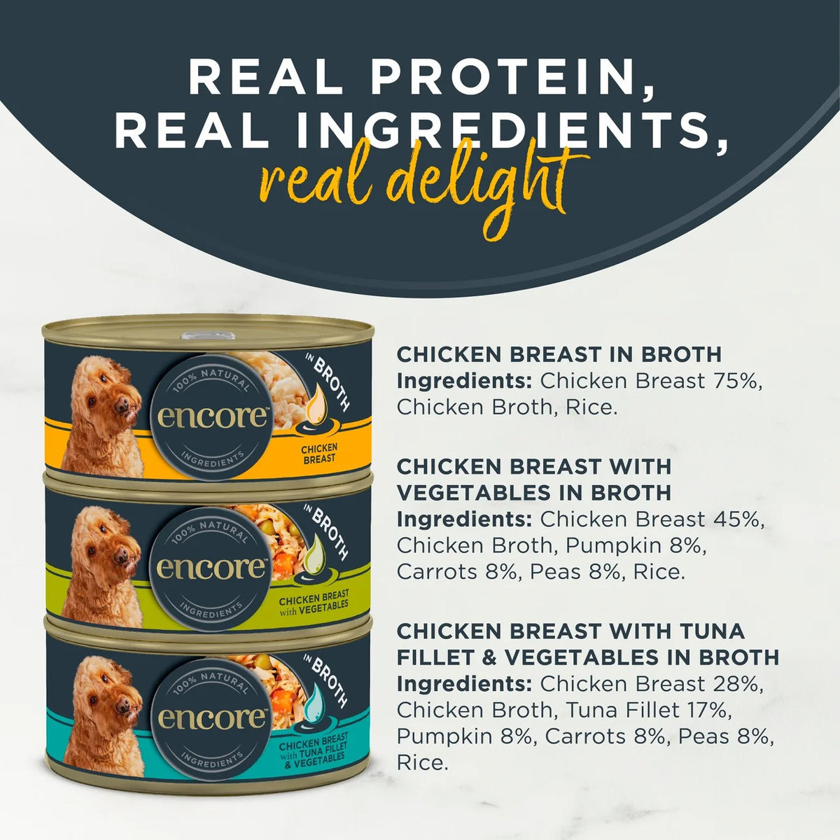 Encore Natural Wet Dog Food Multipack Chicken Selection Tins in Broth 8 x 156g