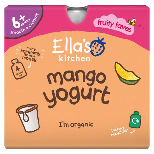 Ella's Kitchen Mango Greek Style Yogurt Baby Pouch Multipack 6+ Months 4 x 90g