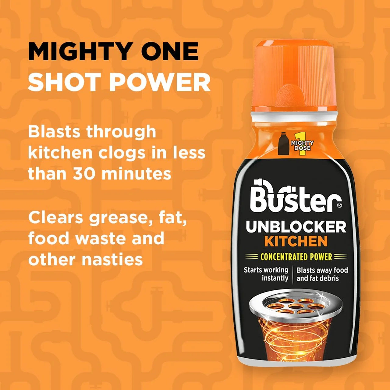 Buster Kitchen Drain Unblocker Mighty 1 Dose 150ml