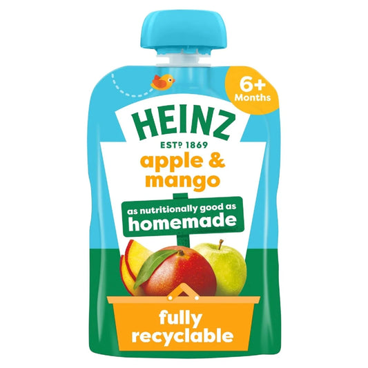 Heinz Apple & Mango Baby Food Fruit Puree Pouch 6+ Months 100g
