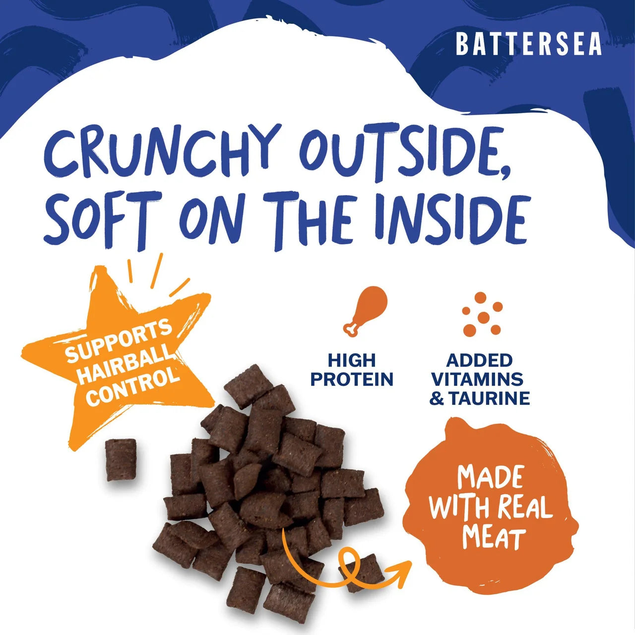 Battersea Anti-Hairball Chicken Cushions 60g