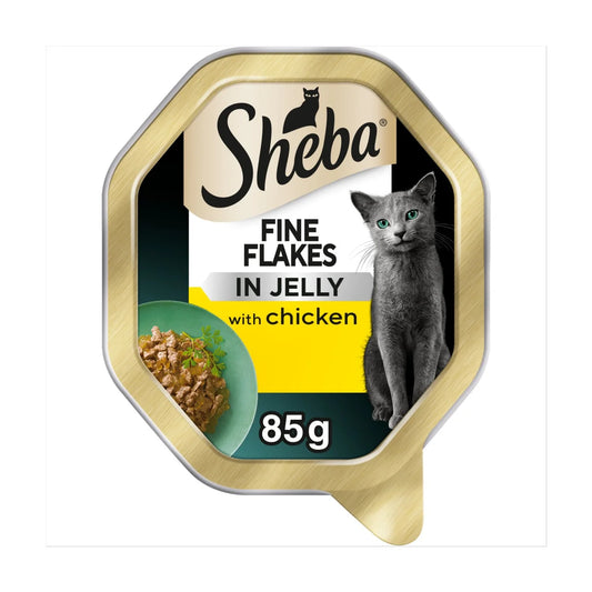 Sheba Fine Flakes Cat Tray with Chicken in Jelly 85g