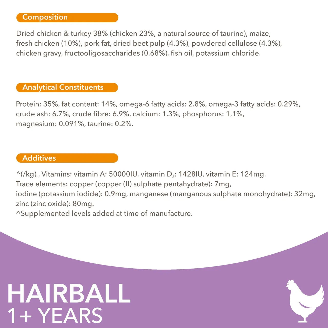 IAMS Advanced Nutrition Hairball Control Cat Food With Fresh Chicken 800g