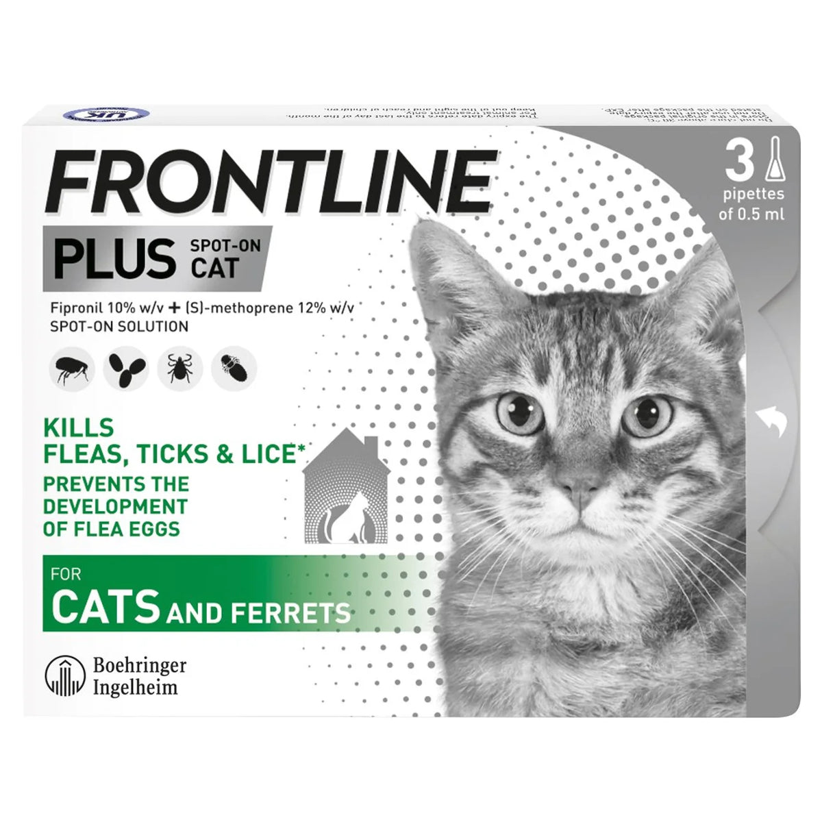 FRONTLINE Plus Flea & Tick Treatment Cat 3 per pack
