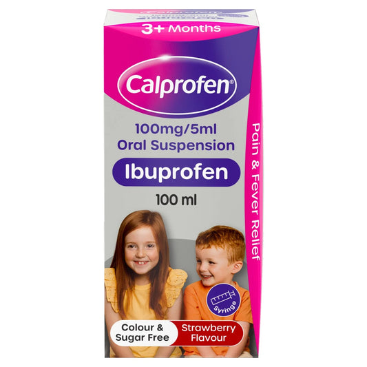 Calprofen Strawberry Ibuprofen Liquid, 3+mths ,  100ml