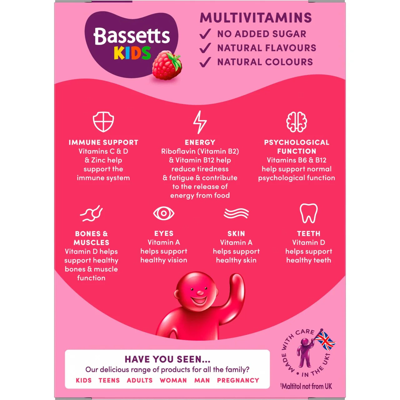 Bassetts Multivitamins, Raspberry 7-11yrs 30 per pack