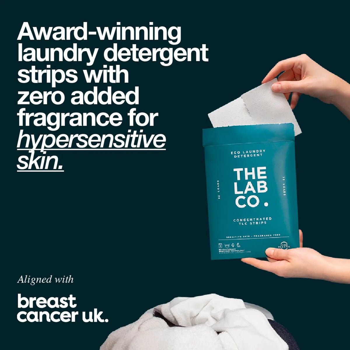 The Lab Co. Laundry Detergent Sheets Non Bio Fragrance Free 32 Loads