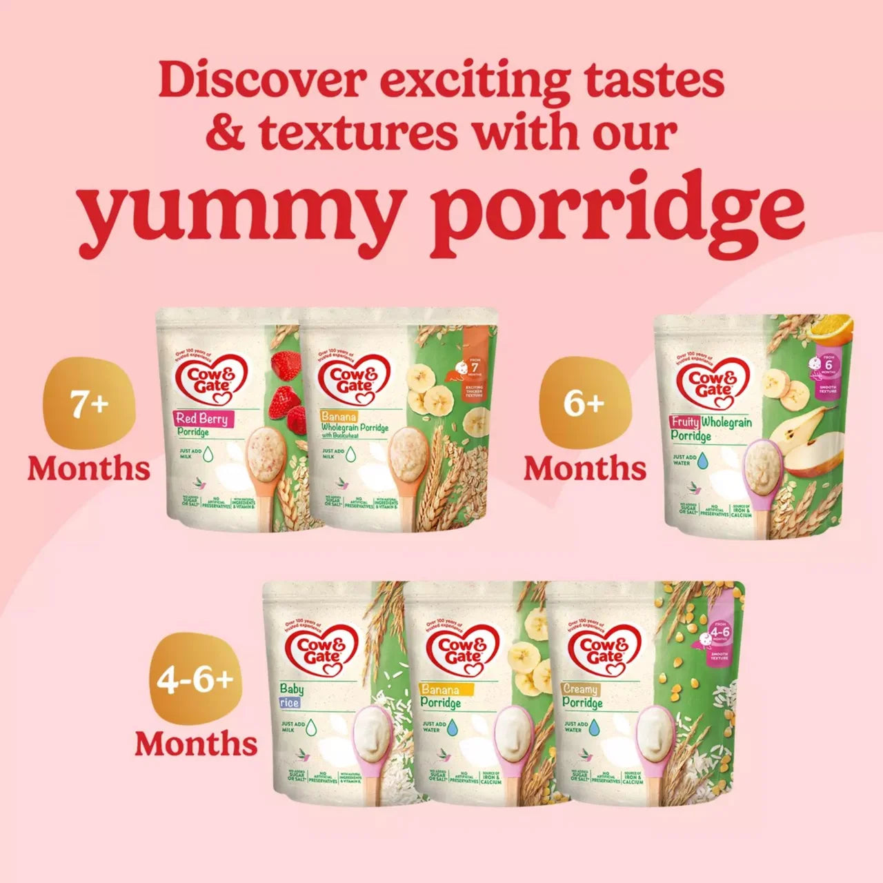 Cow & Gate Creamy Porridge Baby Cereal 6+ Months 125g