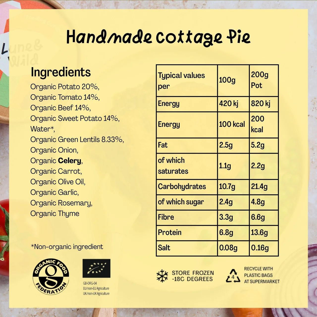 Lune & Wild Handmade Cottage Pie Toddler Meal 1-4 Years 200g