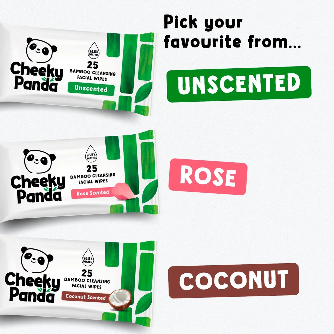Cheeky Panda Bamboo Rose Facial Cleansing Wipes 25 per pack