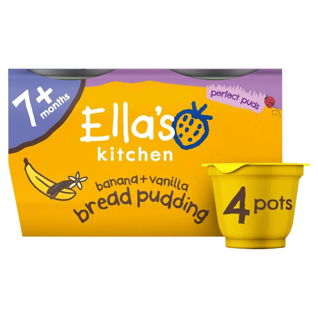 Ella's Kitchen Organic Banana Bread Pudding Baby Dessert Pots 7m+ 4 x 80g