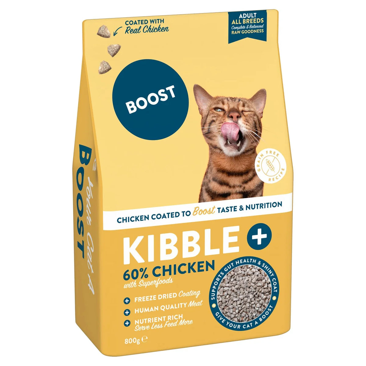Boost Pet Kibble Plus Freeze Dried Coated Chicken for Cats 800g