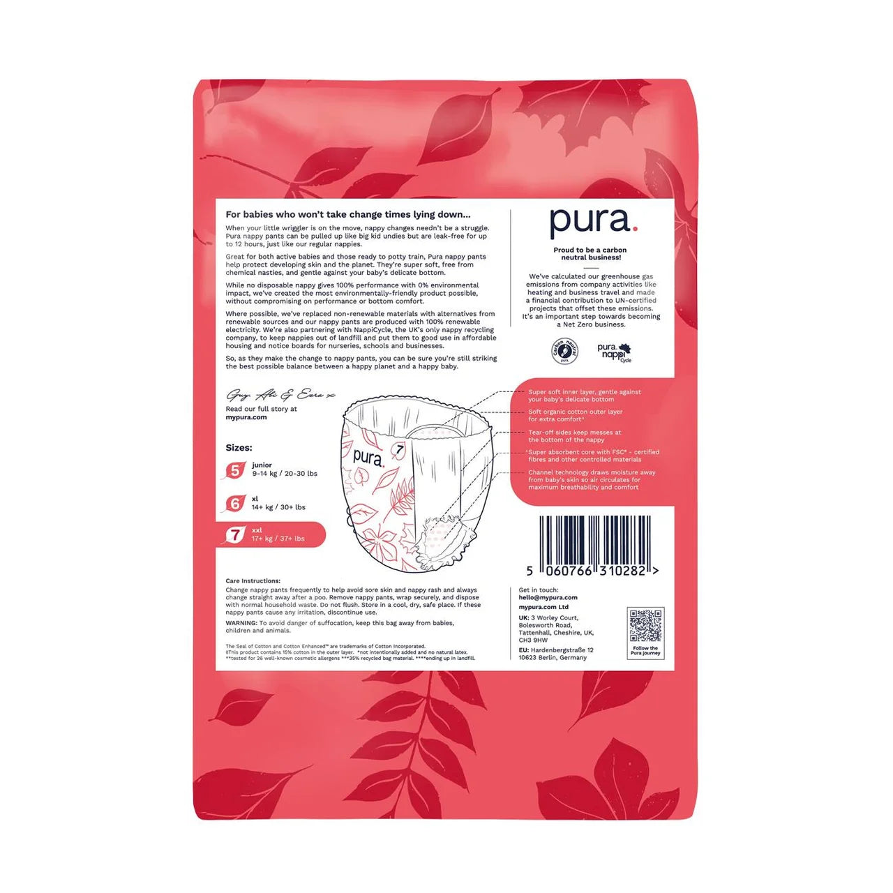 Pura High Performance Eco Nappy Pants Size 7 (17+ kg) Mega 6 x 16 per Pack