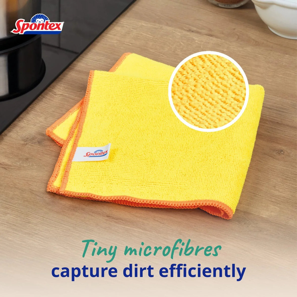 Spontex Microfibre Cloths All Purpose Kitchen and Bathroom Cleaner 4 per pack