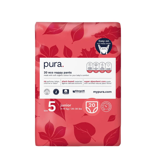 Pura Eco Nappy Pants, Size 5 (9-14kg) Mega 6 x 20 per Pack