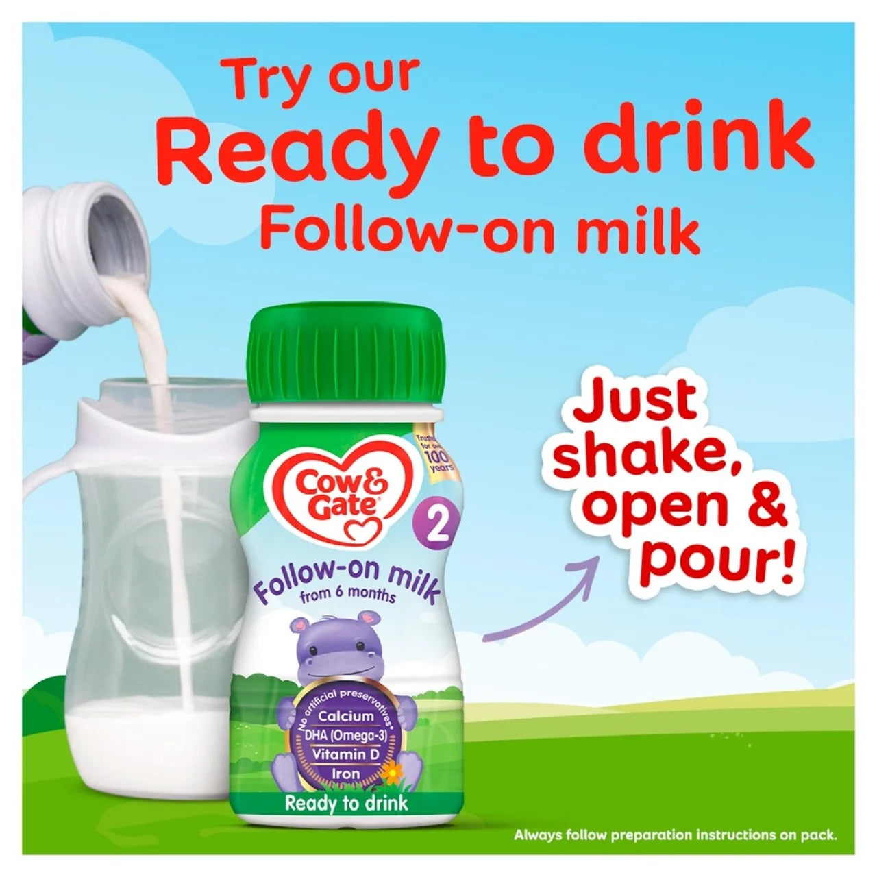 Cow & Gate 2 Follow On Baby Milk Formula Liquid Ready to Feed 6-12 Months , 12 x 200ml