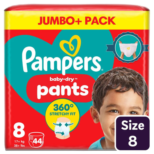 Pampers Baby-Dry Nappy Pants Size 8 (17kg+) Jumbo 44 per  Pack