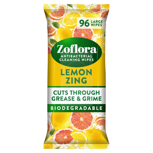 Zoflora Lemon Zing Antibacterial Multi-surface Wipes 96 per pack