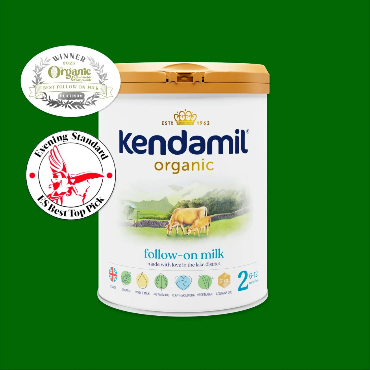 Kendamil Organic 2 Follow-on Milk Powder, 6-12 mths 800g