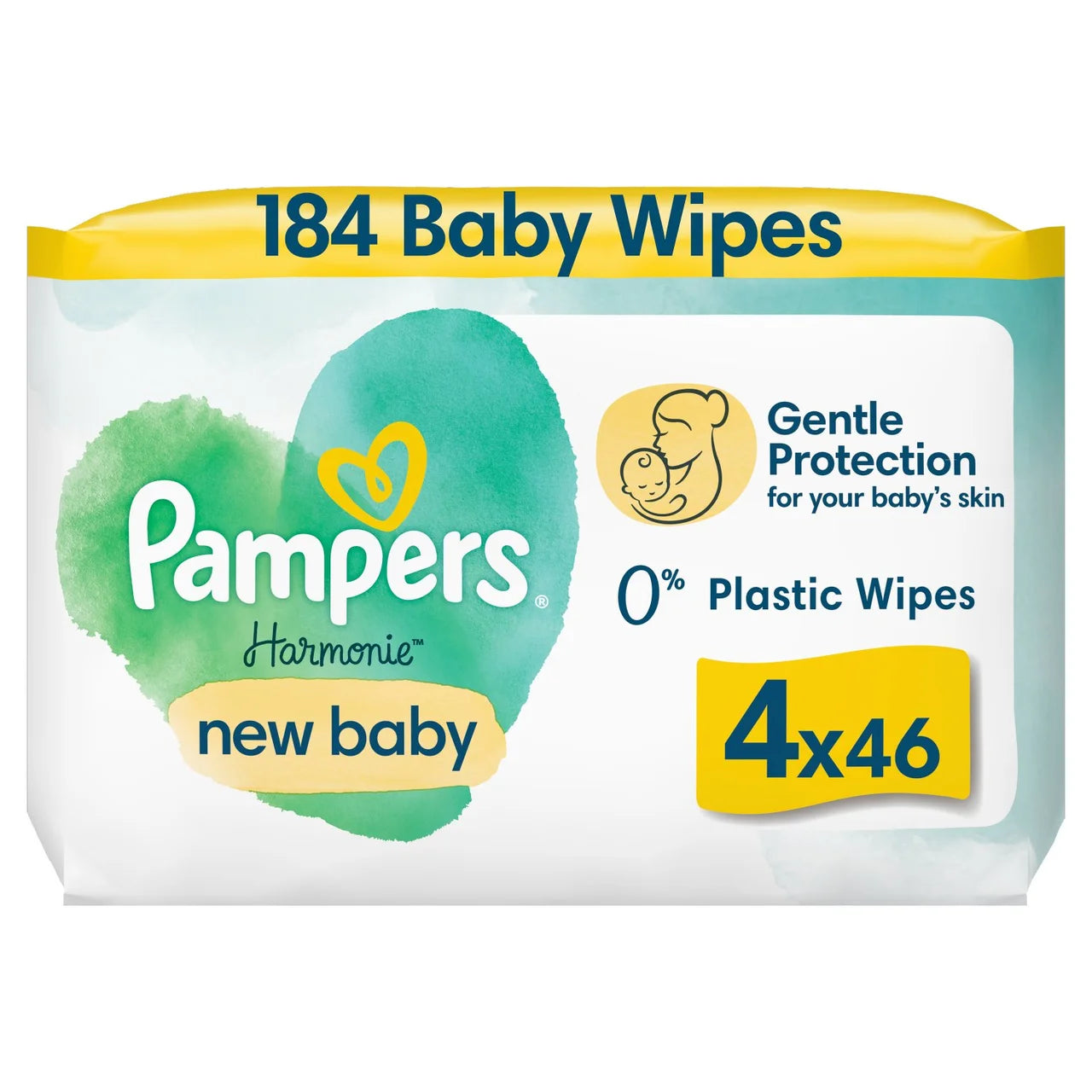 Pampers Harmonie New Baby Plastic Free Baby Wipes 4x46 per pack