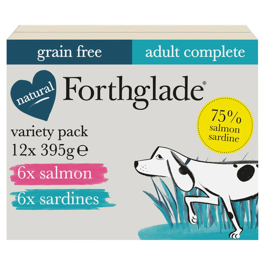 Forthglade Natural Grain-Free Wet Dog Food Variety Pack Salmon & Sardine 12x395g
