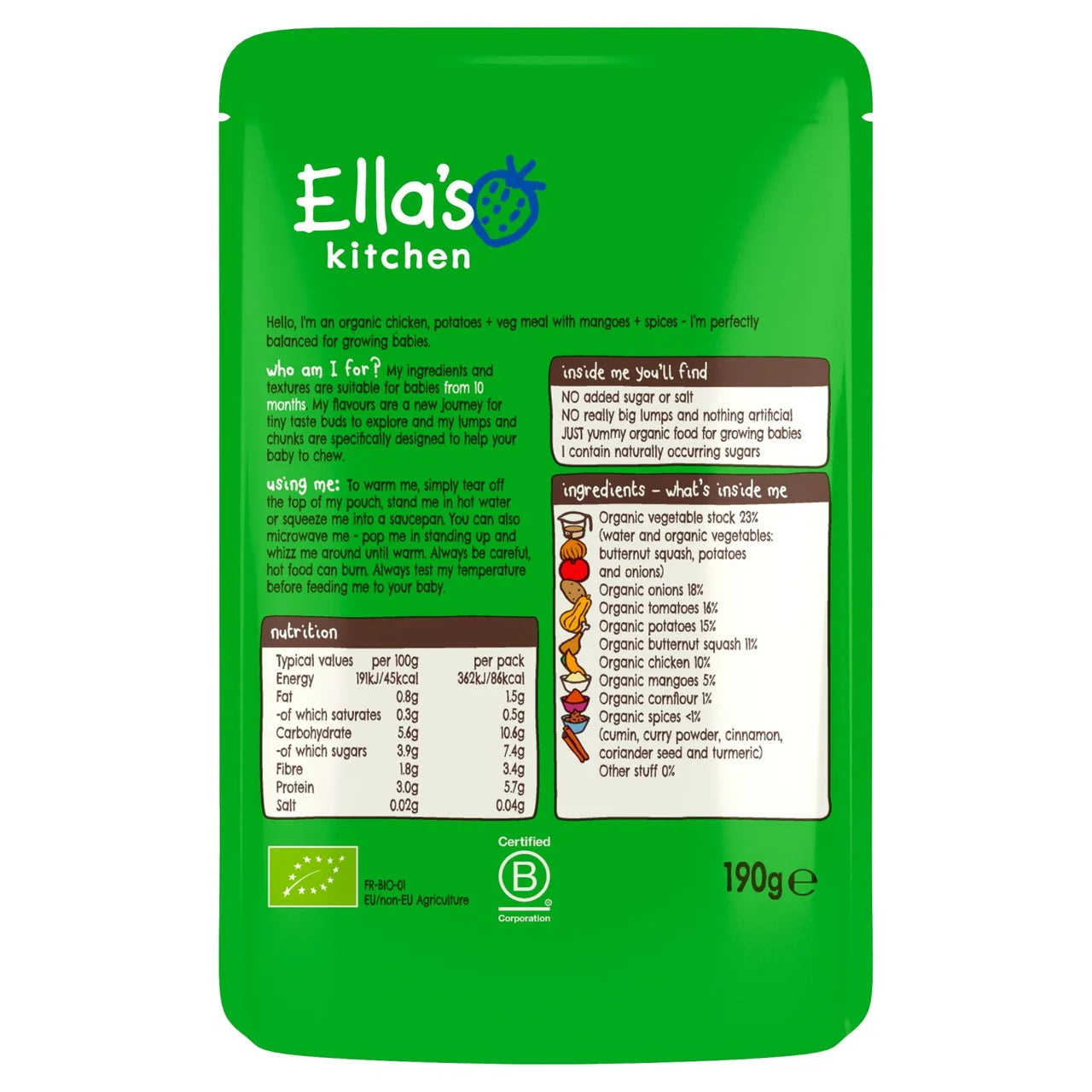 Ella's Kitchen Caribbean Chicken Baby Food Pouch 10+ Months 190g