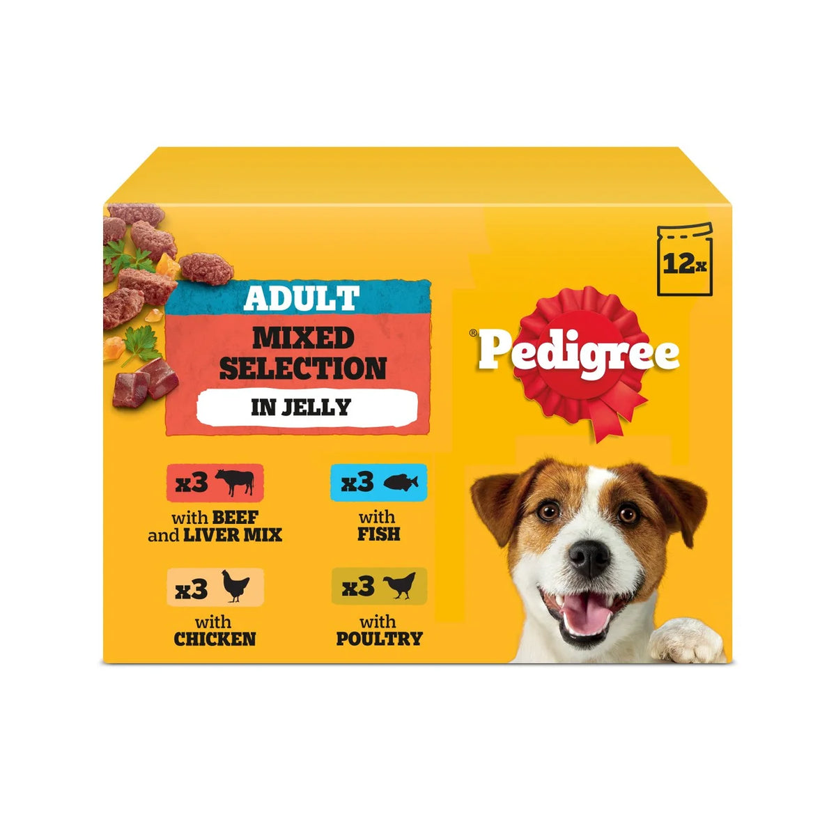 Pedigree Adult Dog Pouches Mixed Selection in Jelly 12 x 100g