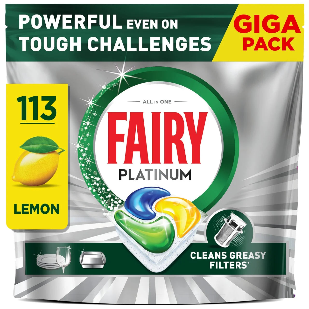 Fairy Platinum All In One Lemon Dishwasher Tablets 113 per pack