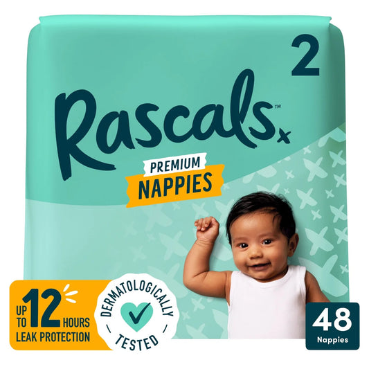 Rascals Premium Nappies, Size 2 (4-8kg) 48 per pack