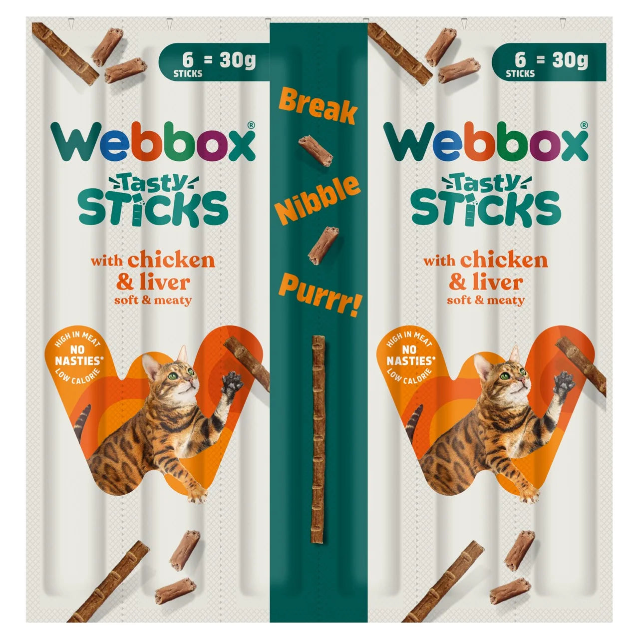 Webbox Tasty Sticks with Chicken & Liver Semi-Moist Cat Treats 30g