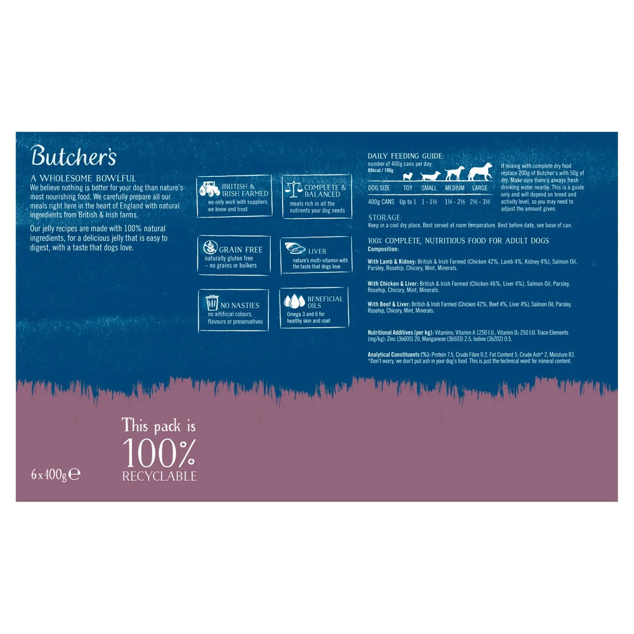 Butcher's Recipes in Jelly Dog Food Tins 24x400g