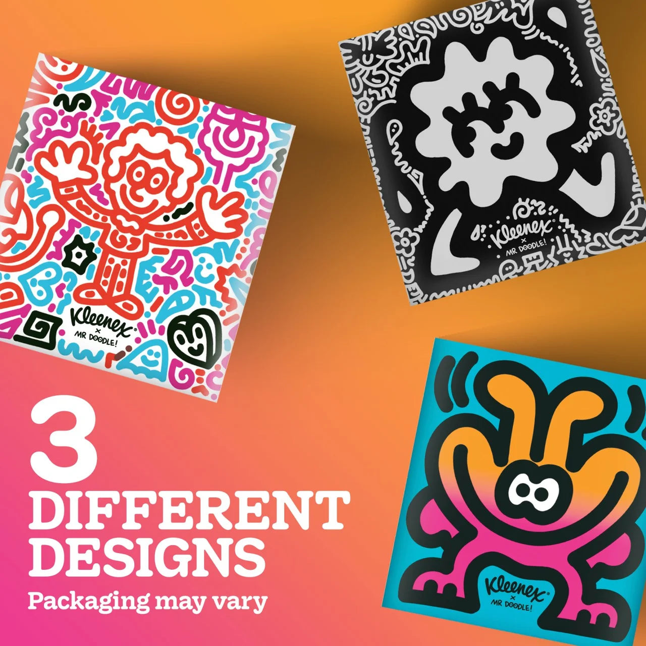 Kleenex Tissues Mr Doodle Design Cube Limited Edition 48 per pack