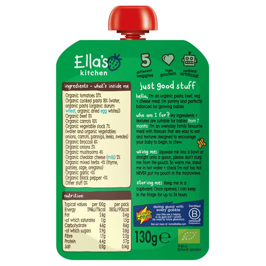 Ella's Kitchen Spaghetti Bolognese Baby Food Pouch 7+ Months 130g
